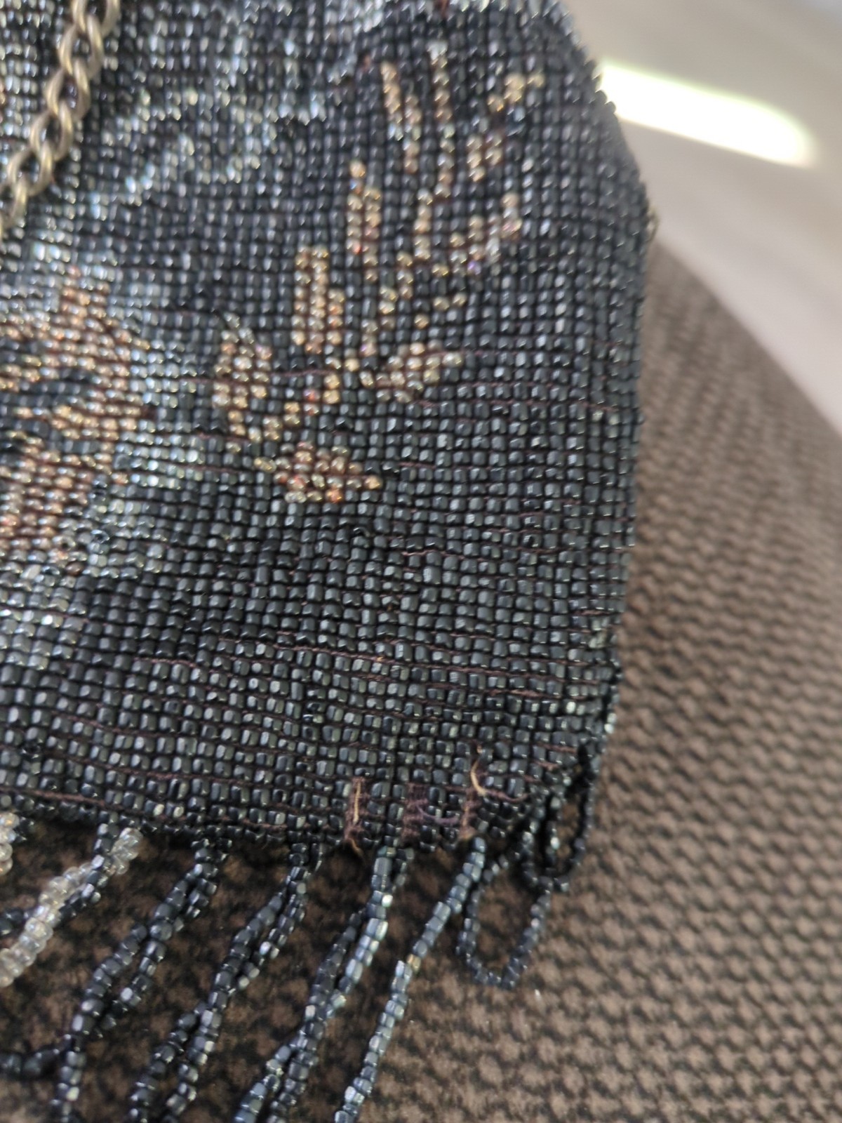 ANTIQUE MICRO BEAD VINTAGE GERMAN GORGEOUS SILVER GOLD JET BLACK FOREST BAG