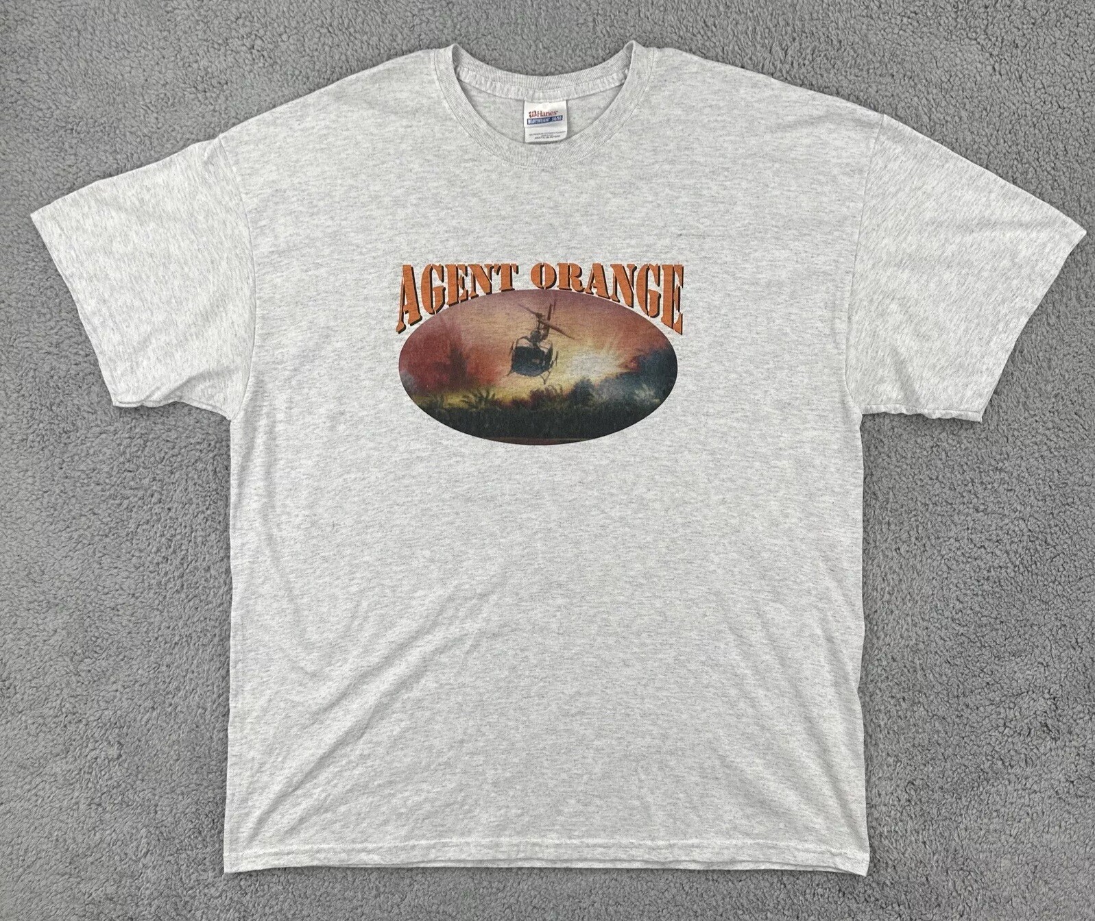 Vtg Hanes 50/50 XL Gray T Shirt Vietnam War Agent Orange Body Count Continues