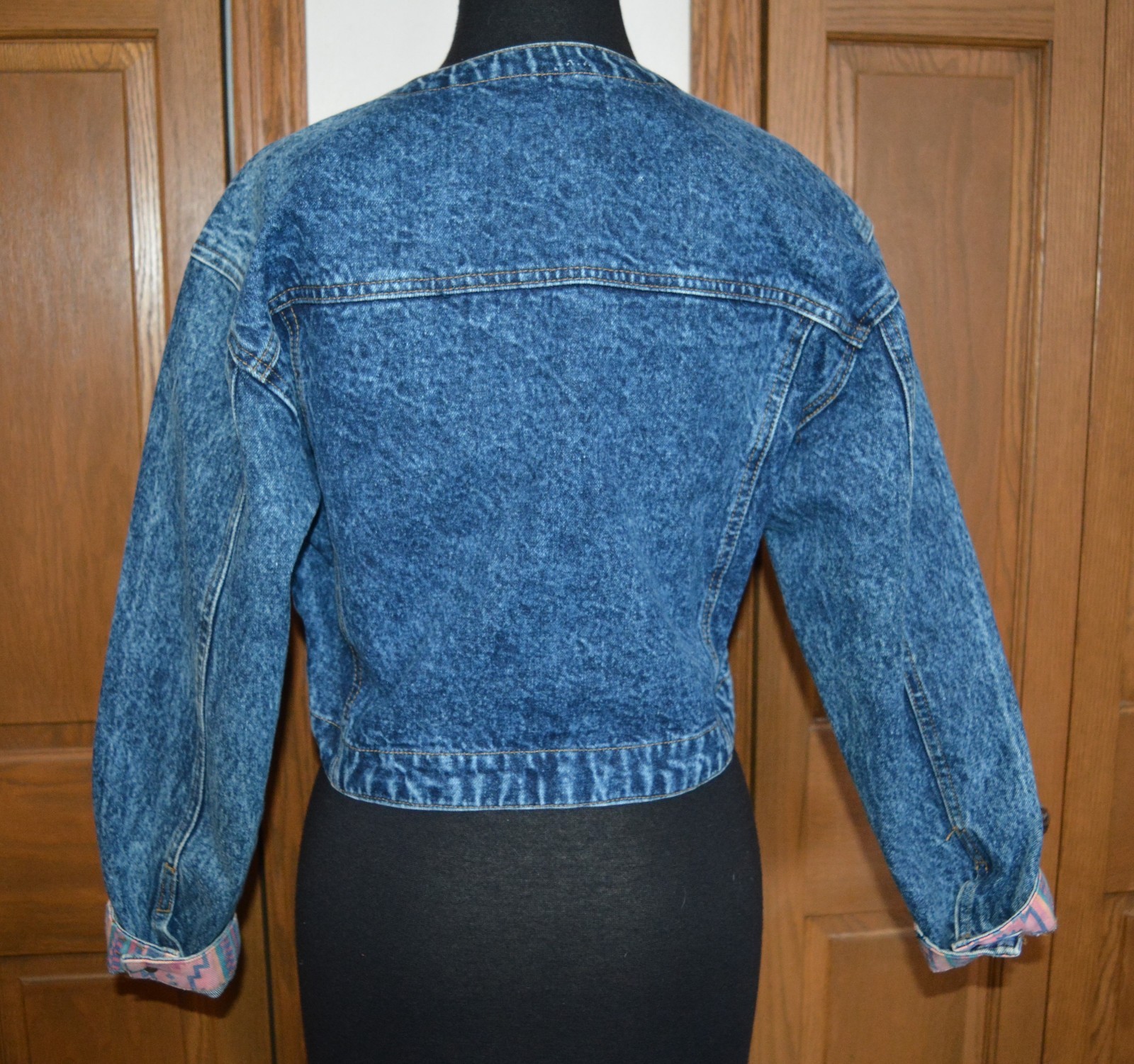 VTG 1980’s Women’s NUOVO Denim Jacket Coat Southwestern Western MED MINT Punk