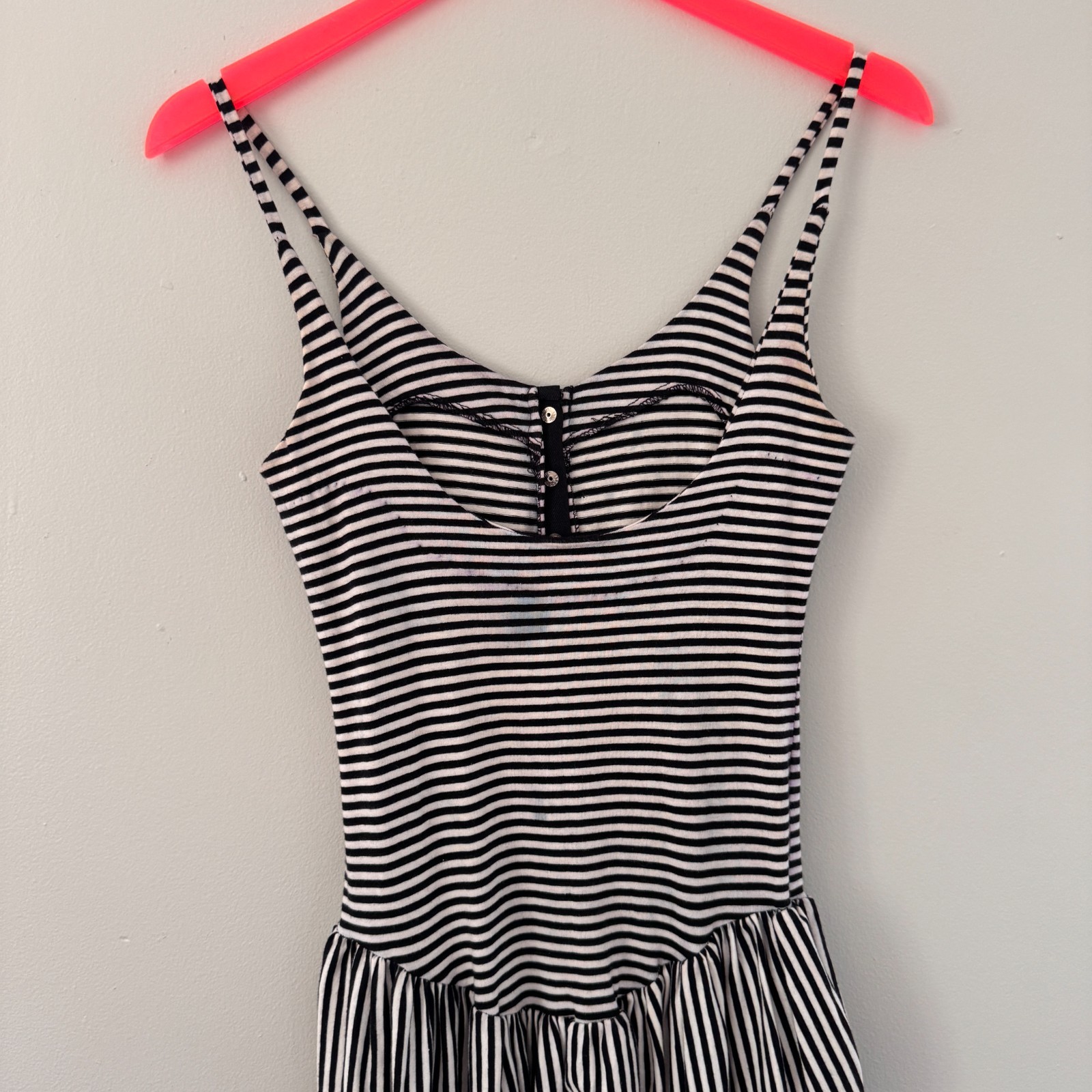 80s vtg BETSEY JOHNSON Black White PUNK LABEL Striped SNAPS Jumpsuit Catsuit S