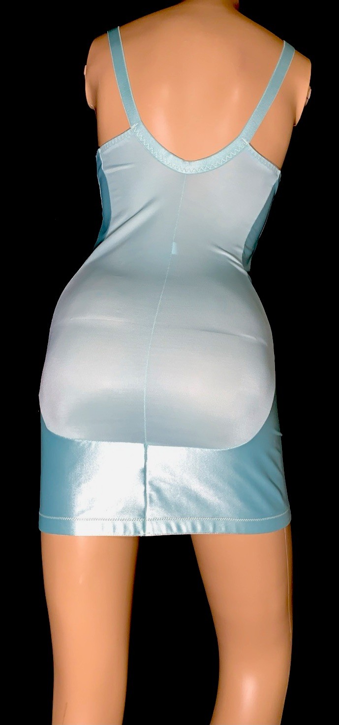 38 DD Vintage TIGHT Short XFIRM Satin BRA Girdle Full Briefer Slip Shaper