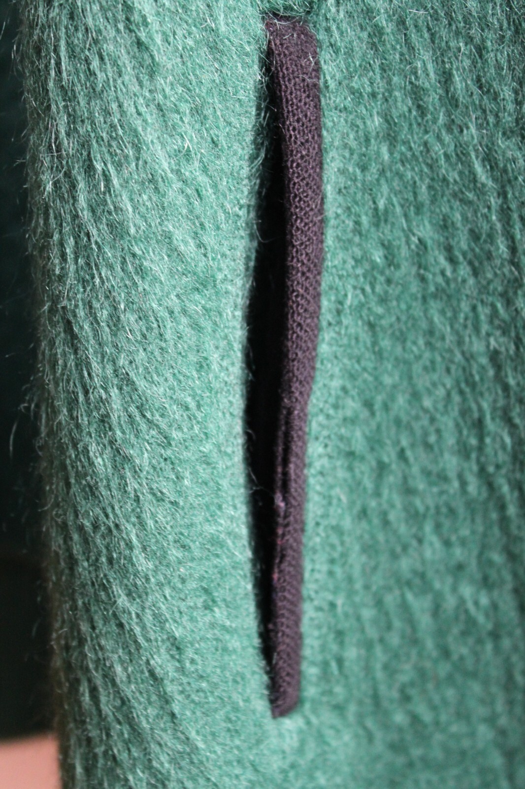 Vintage Forest Green Austrian Mohair Wool Cape Lining Coin Buttons