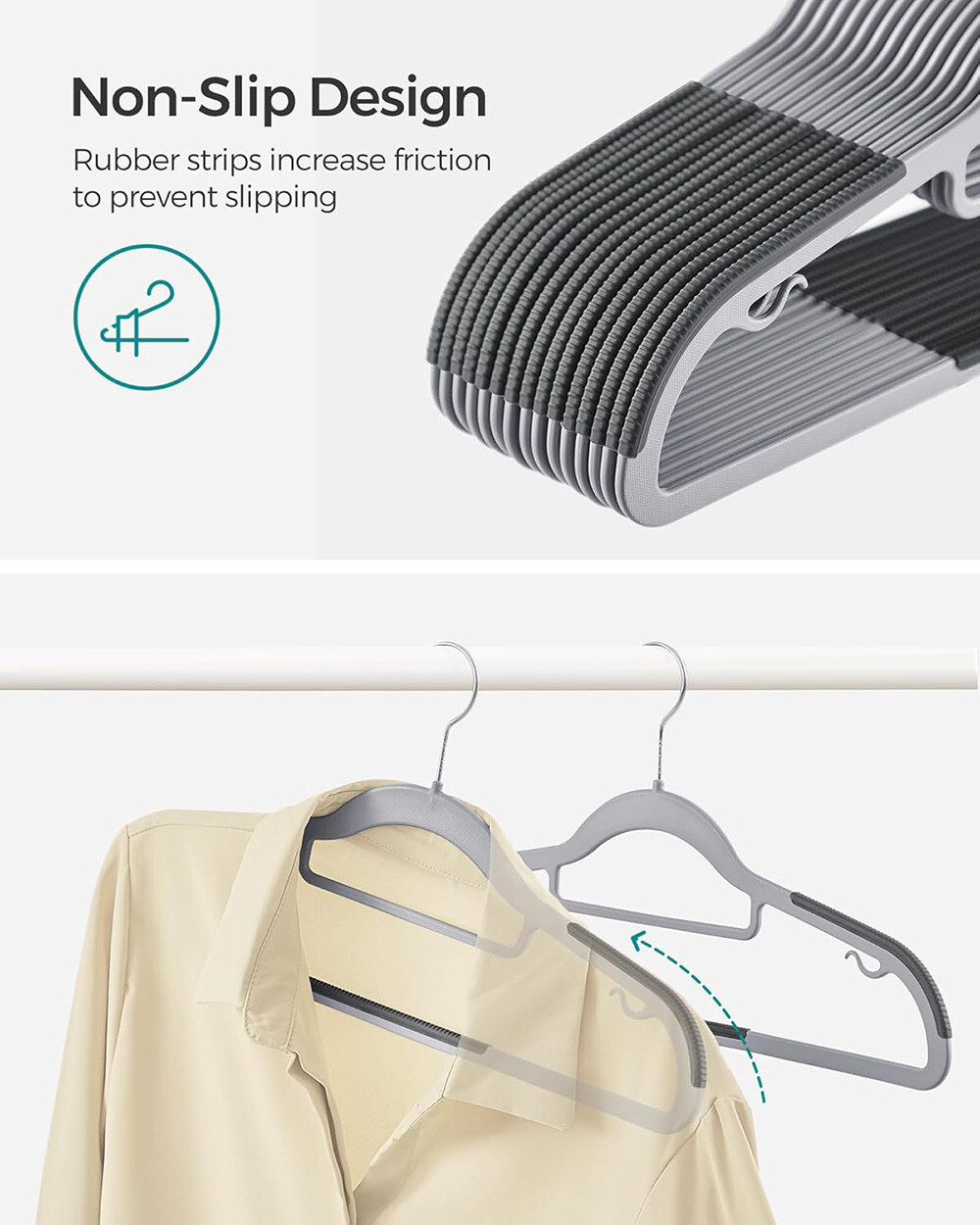 60Pack Plastic Hangers Non Slip for Clothes Coat Heavy Duty 360° Swivel Hook