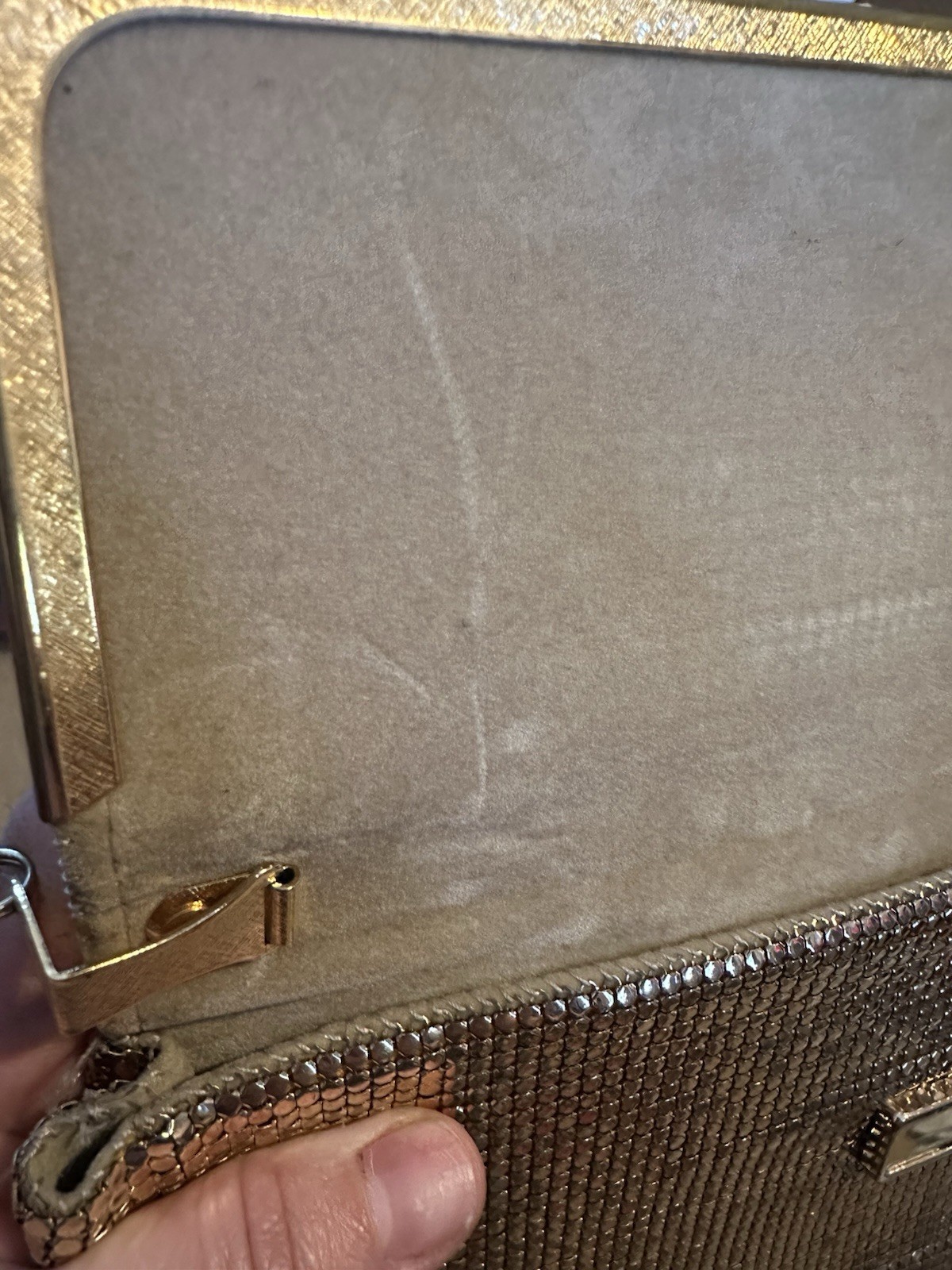 Glomesh Beige Gold Metal Mesh Purse Clutch Handbag Bag Australia Vtg 70s 80s