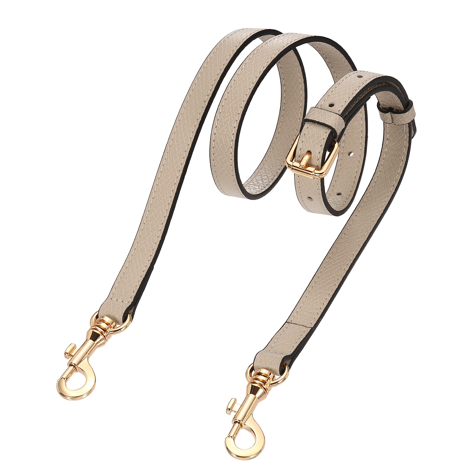 Leather Bag Strap, 95-115cm Adjustable with Gold Buckle (Pink)