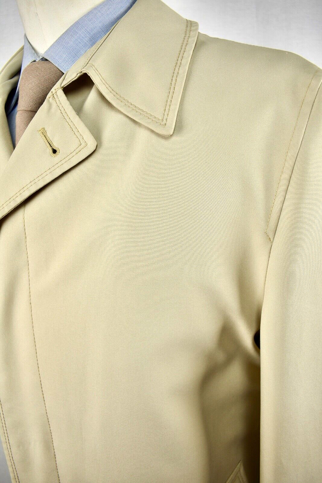 1970’s Gleneagles Solid Light Tan Polyester Four Button Trench Coat Size: 42L