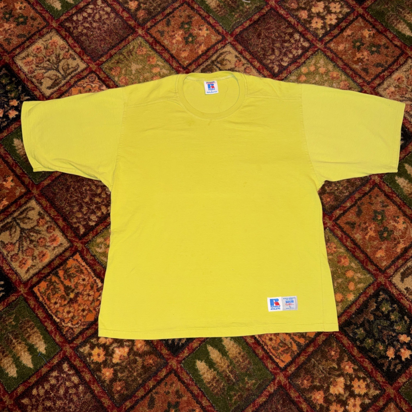 Dead Stock Vintage Russell High Athletic T Shirt Made in USA 90s Blank