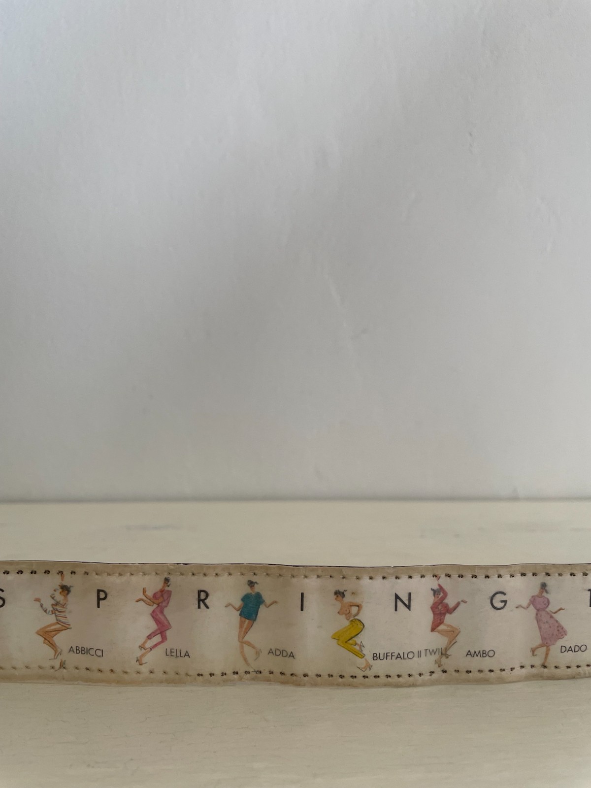 Rare Vintage Fiorucci Belt Spring 1980 Plastic & Paper Metal Buckle Illustrated