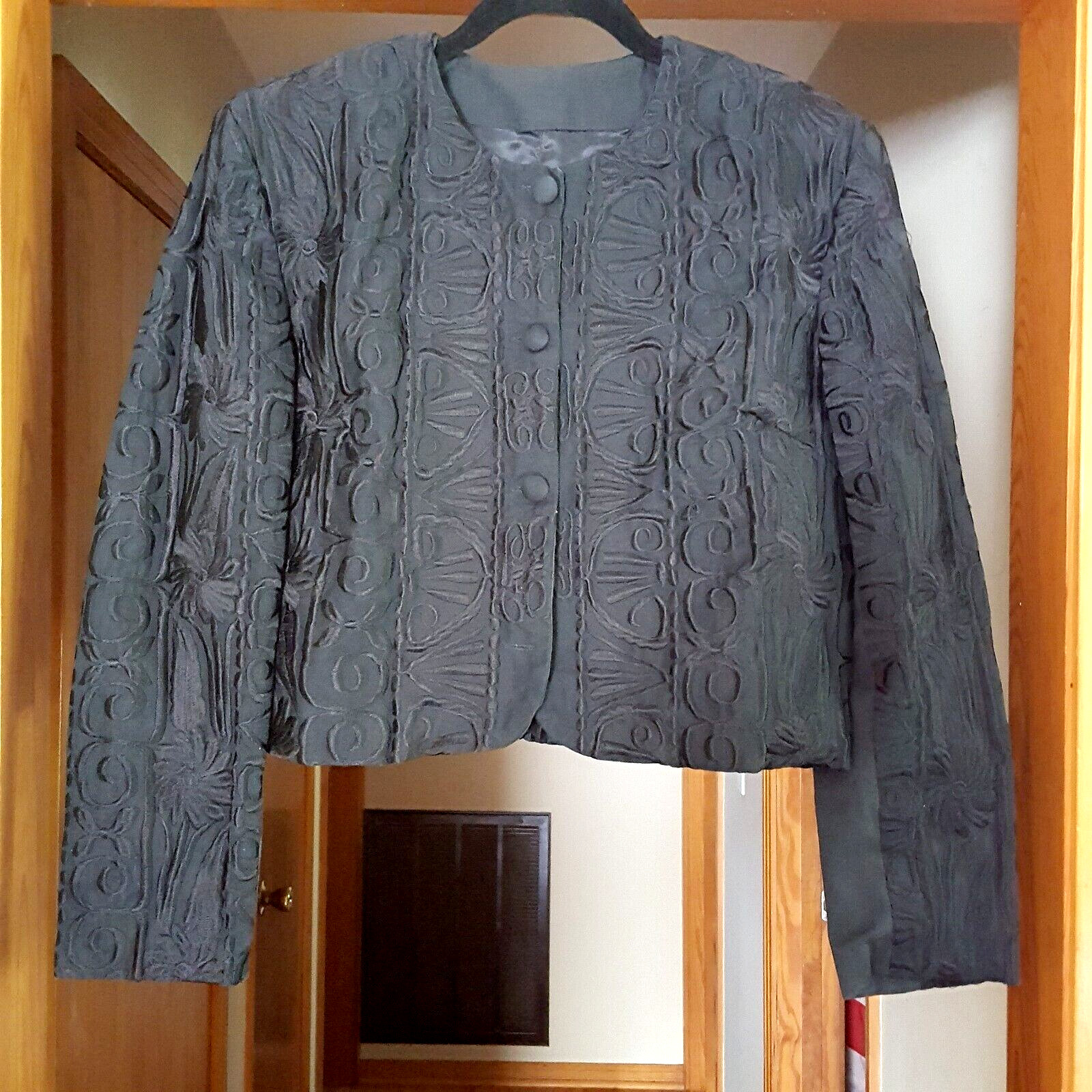 Vintage Tenango Women’s Jacket Coat Button Embroidered Casual Dress M Medium