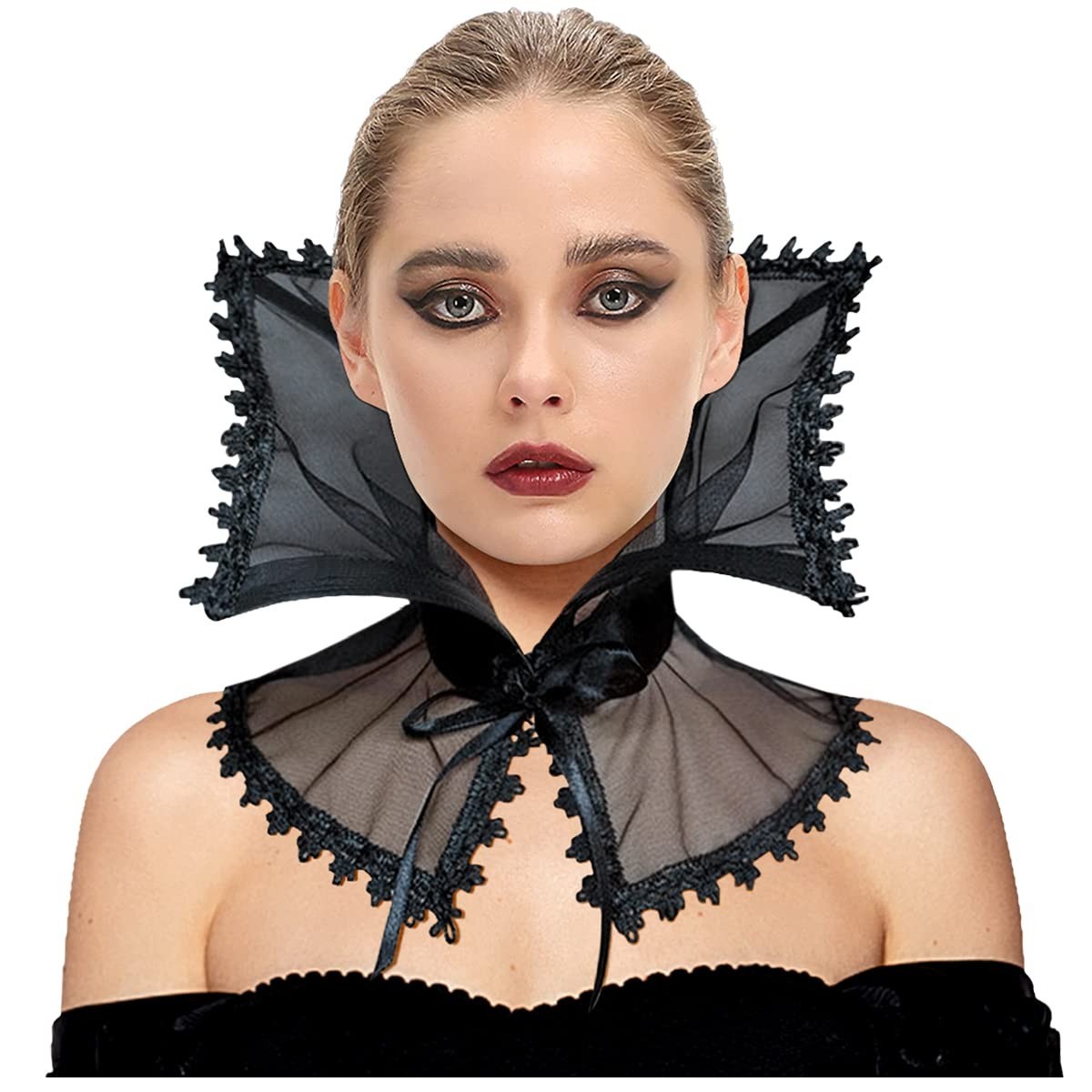Gothic Victorian Vampire Collar for Women – Detachable Black Dracula Witch Acces