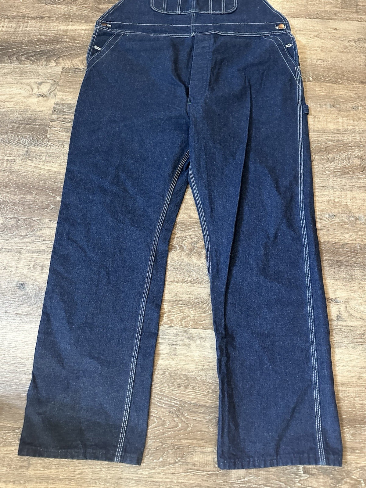 Vintage Big Ben Wrangler Overall Bibs 42×32 Dark Blue Cotton Work Wear Usa Made