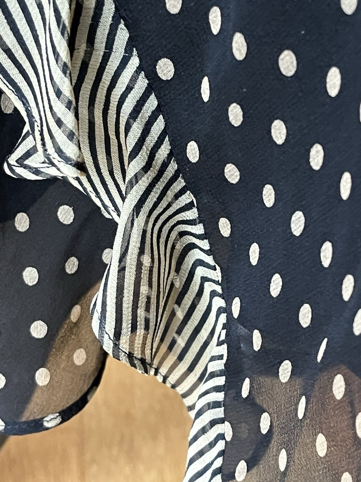 VTg Robbie Bee Silk Dress Size 8 Polka Dot Black Ruffle Fairy Romantic Y2K