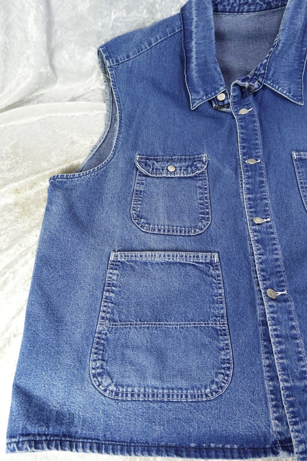Vtg Pointer Brand Denim Chore Vest Made In USA Men’s Sz 58 Multi-Pockets
