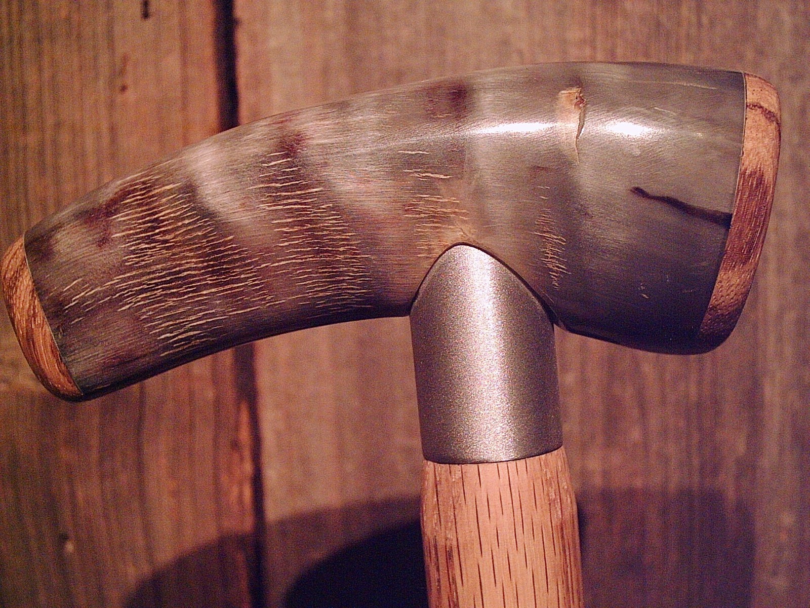 African Blesbok horn HANDLE cane SS steel collar RED OAK shaft CUSTOM MADE USA