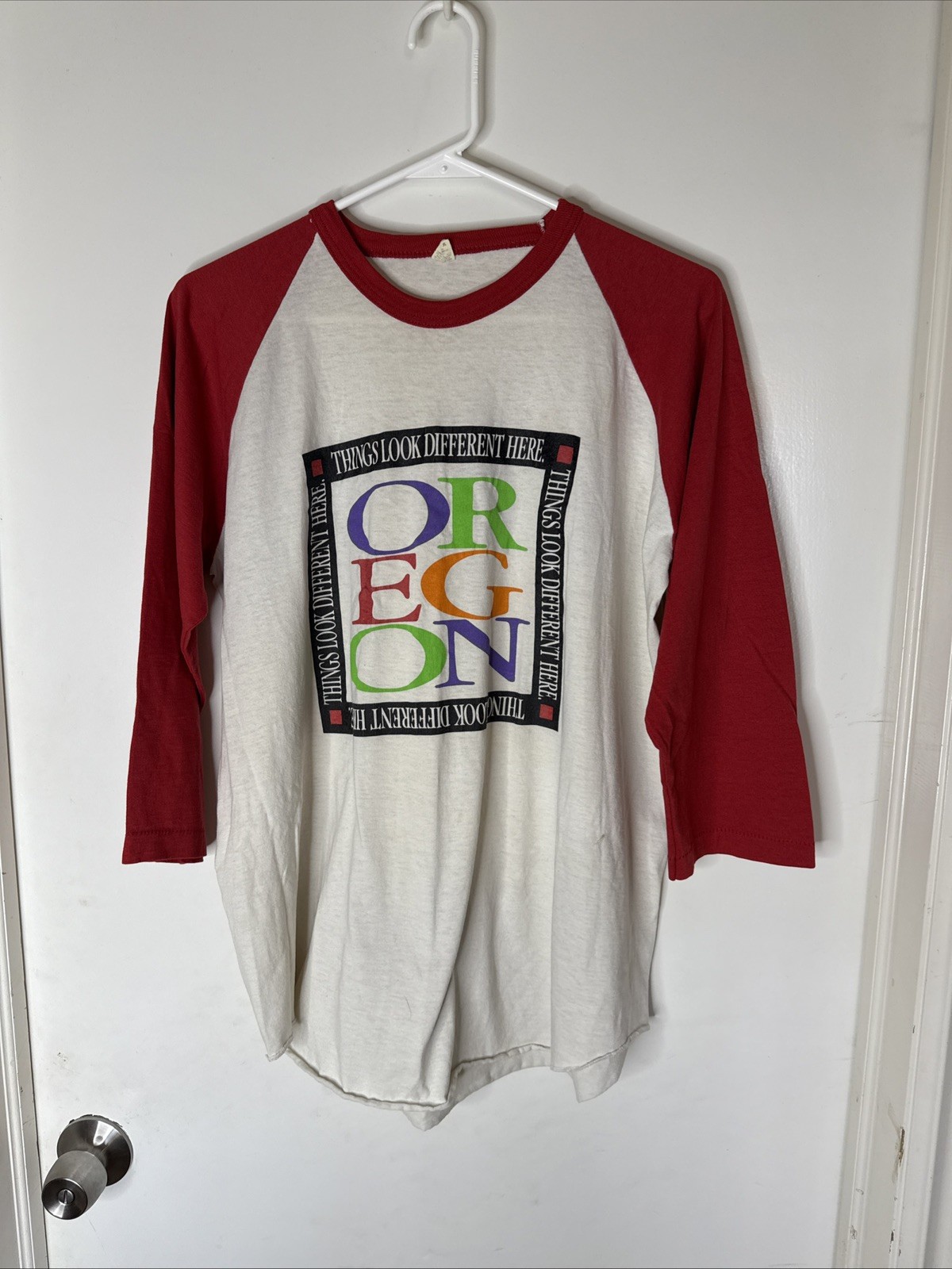 Vtg Single Stitch 3/4 Sleeve Ringer Tee Shirt 80’s XL true vintage Y2K