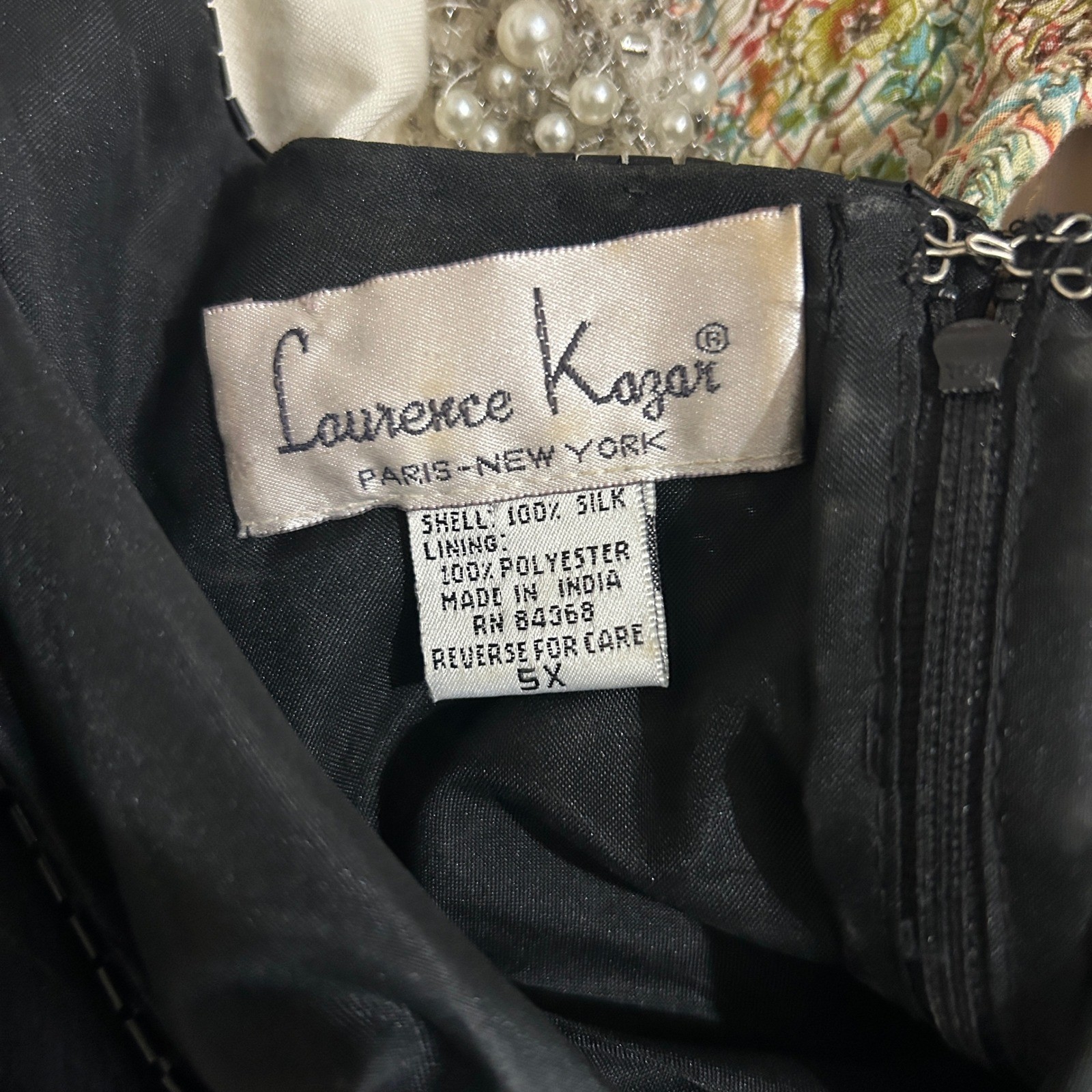 Laurence Kazar Beaded Silk Blouse Wmn 5X Black 2000 Millennium Vintage Y2K top