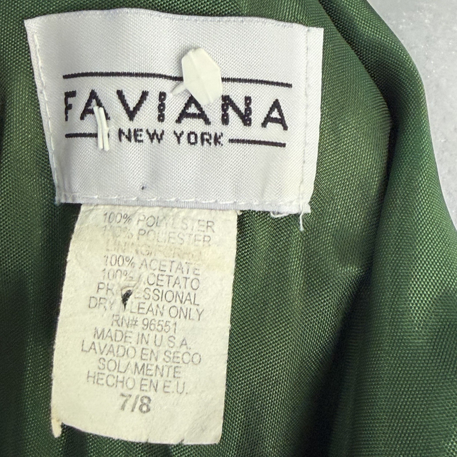 Vintage Faviana Emeral Green Open Back Formal Dress Size 7/8 Made USA Prom 90’s