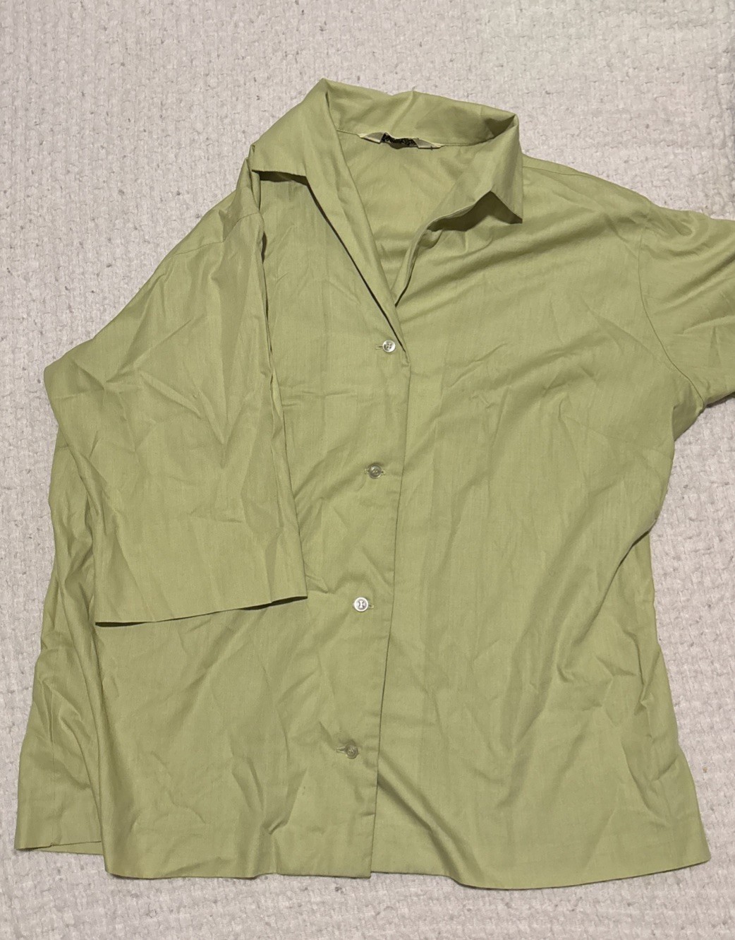 mid-century vintage clothing label from Lady Manhattan Large Green Shirt