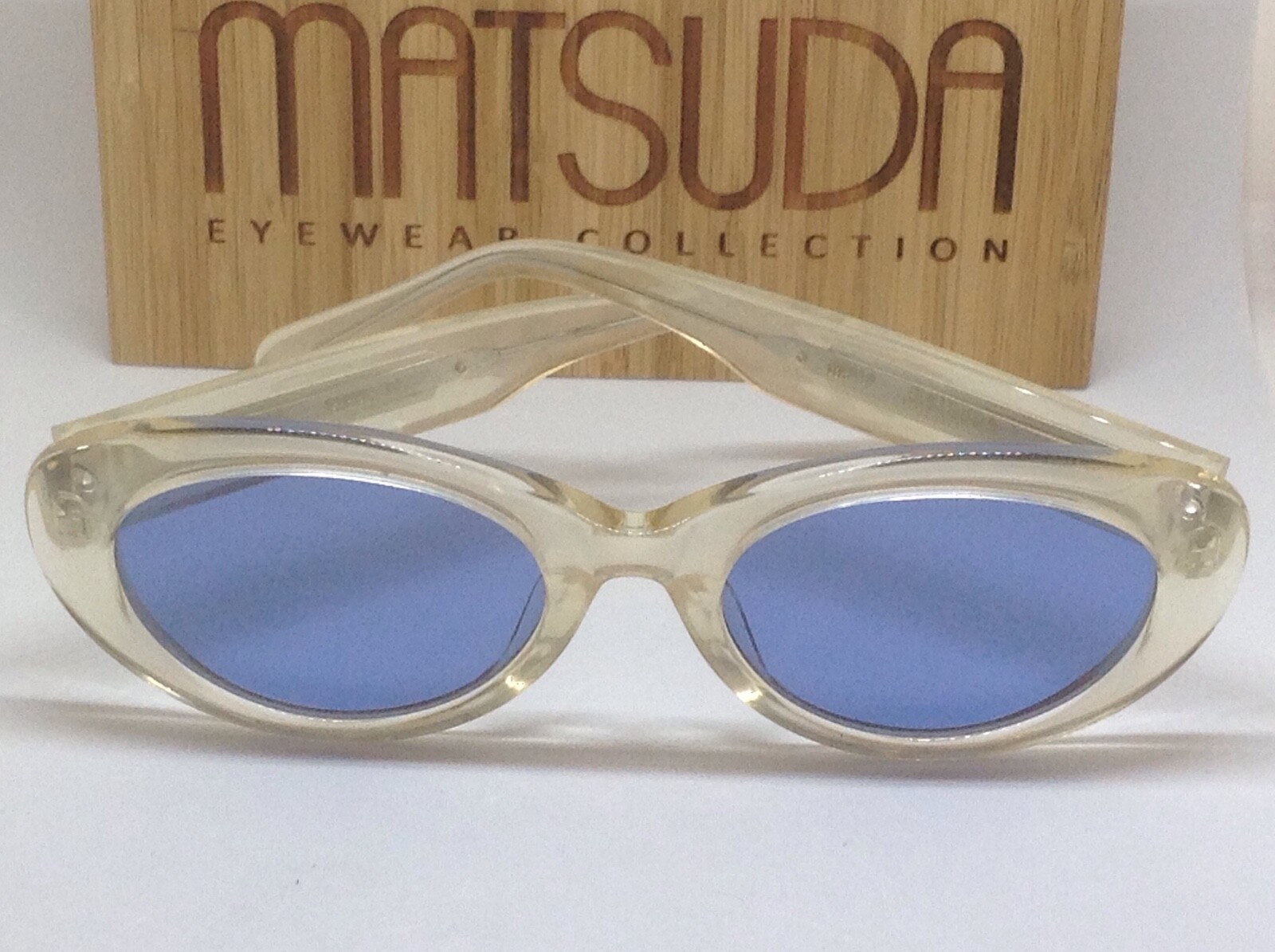 RARE VINTAGE MATSUDA TRANSPARENT/BLUE SILVER SUNGLAS 10614 PW 51-20-145 PRISTINE