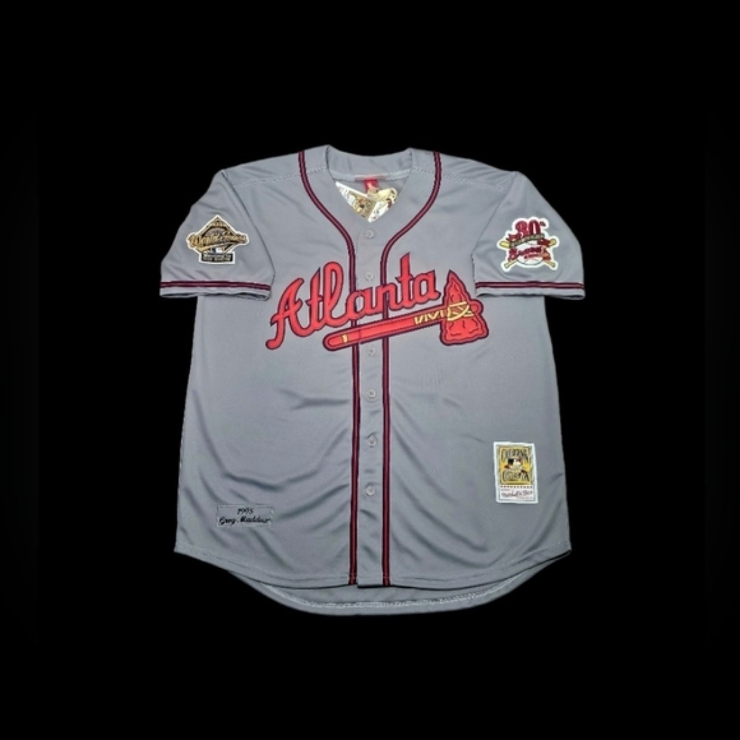 Greg Maddux Atlanta Braves 1995 Men’s Road Gray World Series Baseball Jersey