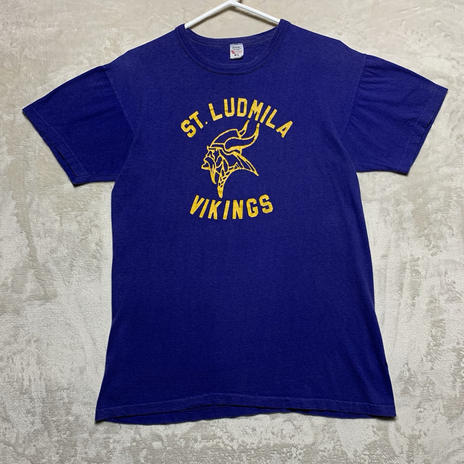 Vintage 60s Southern Athletic T-Shirt M/L (XL) St. Ludmila Catholic School Thin