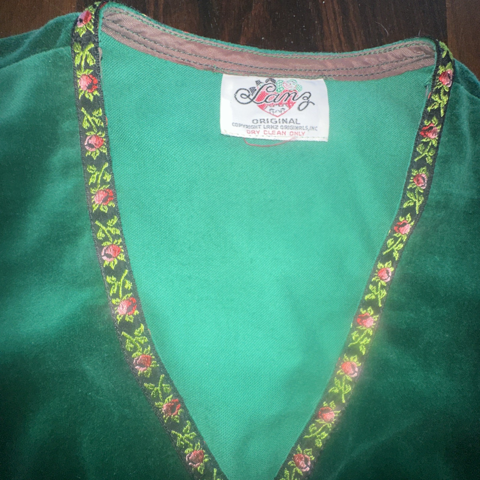 Vintage Lanz Original Forest Green Velvet Vest Skirt Salzburg Austria Tyrolean S