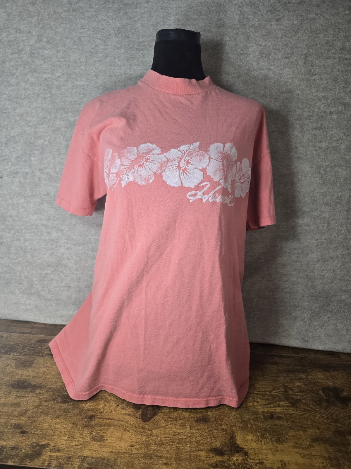 Vintage 80s/90s Stedman Super Hi-Cru Puffy Ink Pink Hibiscus Hawaii T-shirt XL