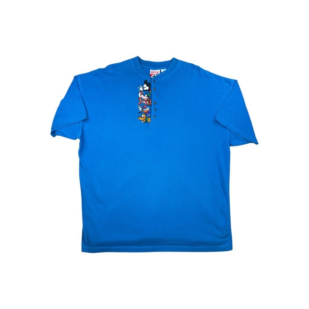 Vintage 90s Disney Store Mickey, Donald & Goofy Henley T-Shirt 3XL Unisex 50″