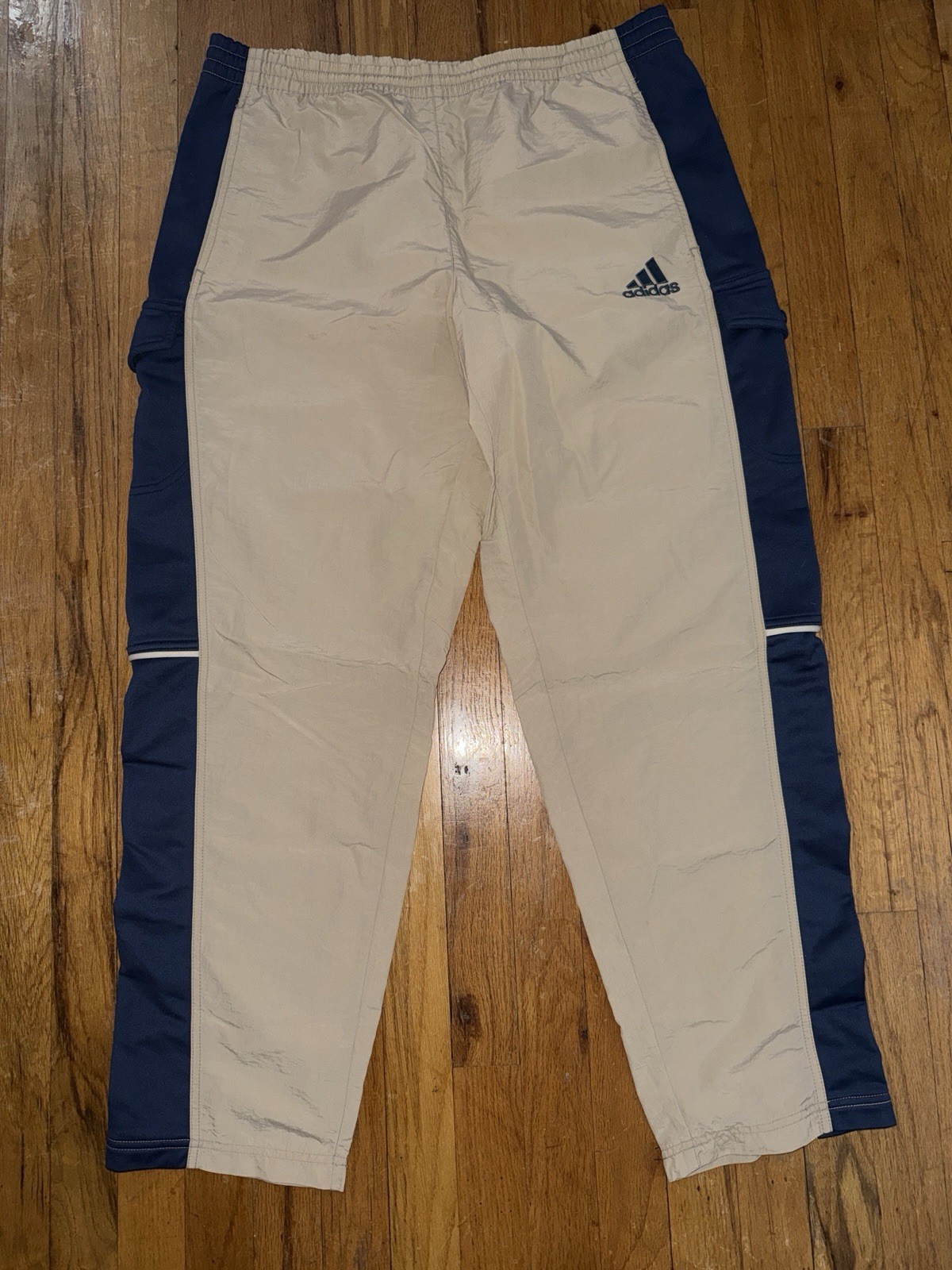 Vintage Adidas Nylon Pants Track Men’s MEDIUM 80s Sweatpants Cargo Shiny Retro