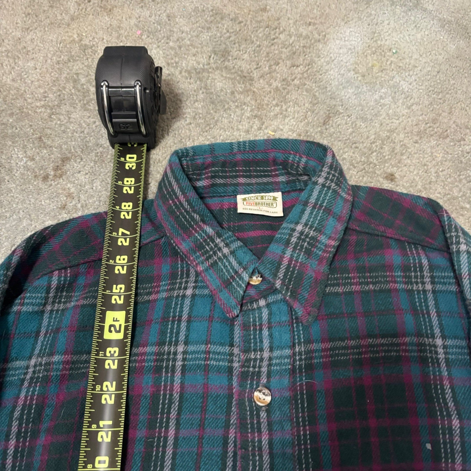 Vintage Five Brothers Flannel Shirt Mens L USA Retro Grunge 80s-90s Fall Wear