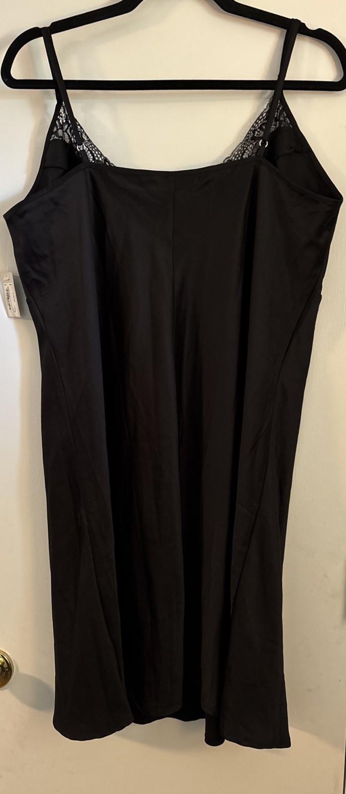 NEW Black Lace And SATIN NIGHTGOWN 1X Full Slip Dress 27.5” Long NWT