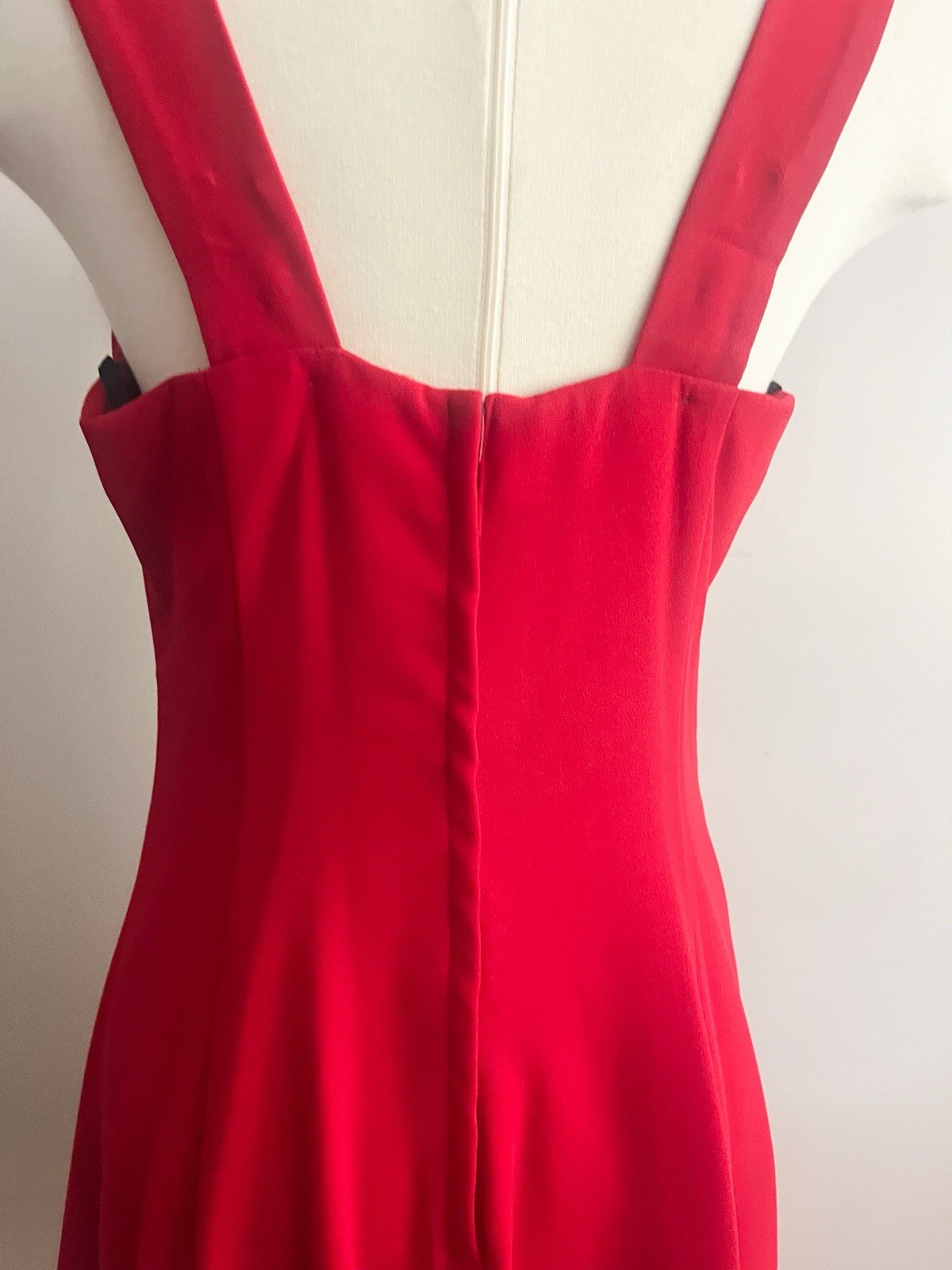 90s Vintage Red Cocktail Dress with Rhinestone detail sweetheart neck