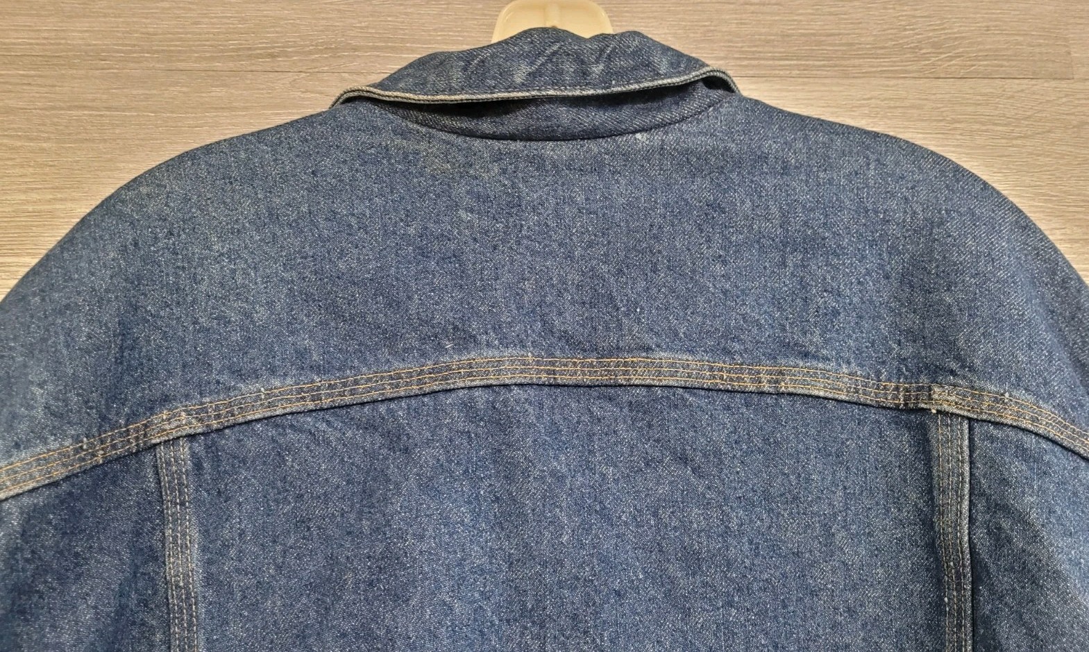 MENS VINTAGE CARHARTT DENIM JACKET PLAID BLANKET LINING TRUCKER WORKWEAR SIZE XL