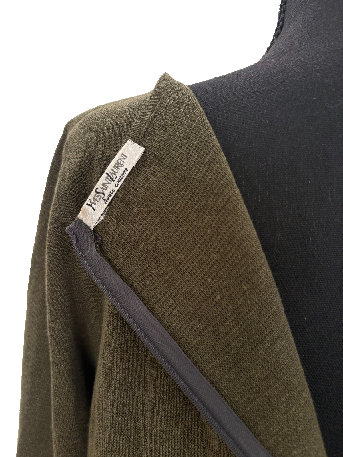 VTG YSL Yves Saint Laurent Olive Green Linen Silk Blend Lightweight Sweater