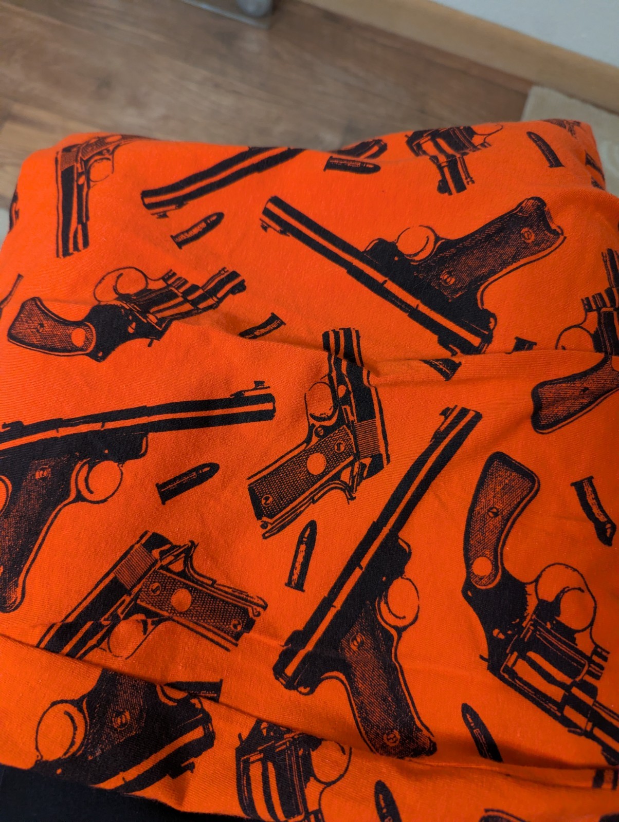 Vintage Betsey Johnson Punk Label 80’s Gun Print Orange/ Red Pencil Skirt Small