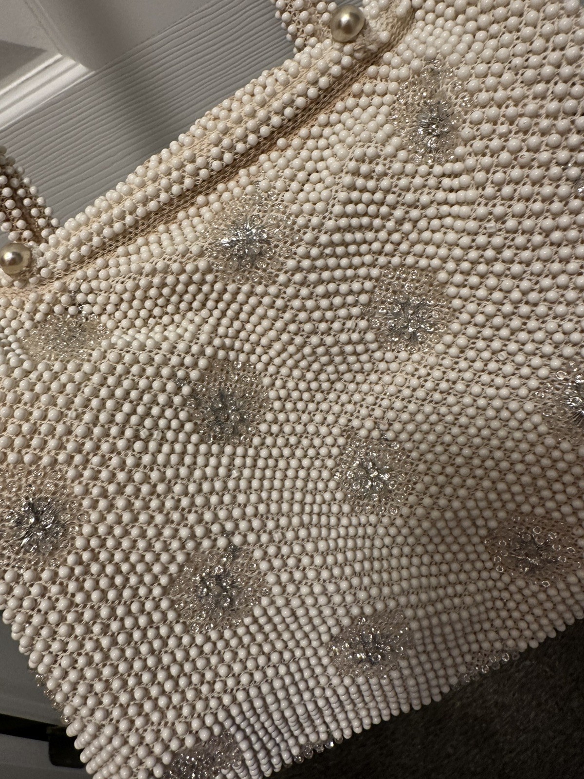 1950’s Bead Vintage Beaded Purse Embroidered Flowers