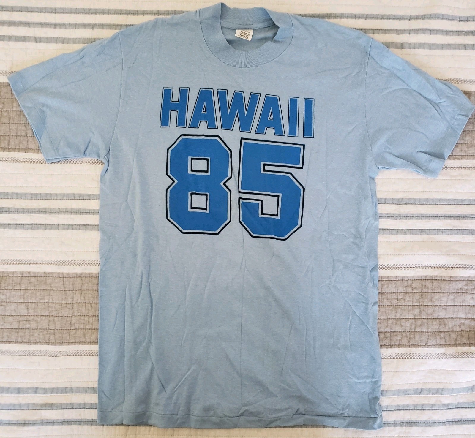 Vintage 80s Hawaii 1985 Graphic Tee Shirt Large Hi Cru Stedman Made In USA Tag