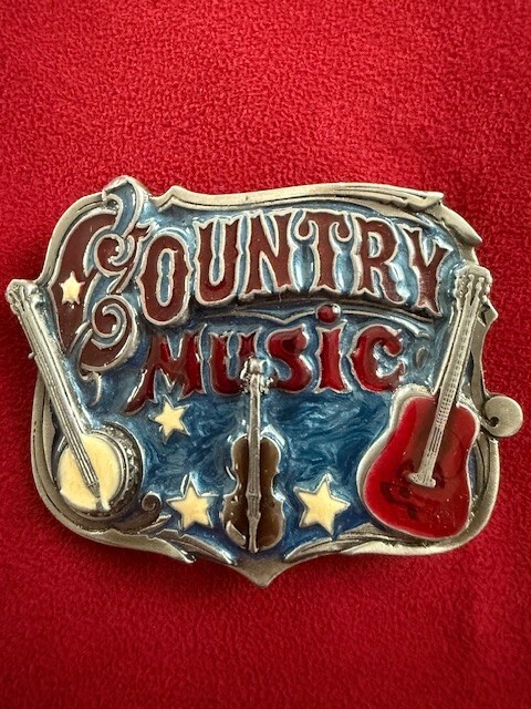 1982 Vintage Western Country Music Enameled Belt Buckle For Men & Women