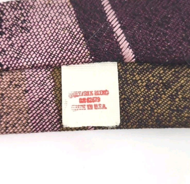 BBB NYC VINTAGE MENS TIE PURPLE PINK BRONZE AVANT GARDE GRAPHIC ART DECO