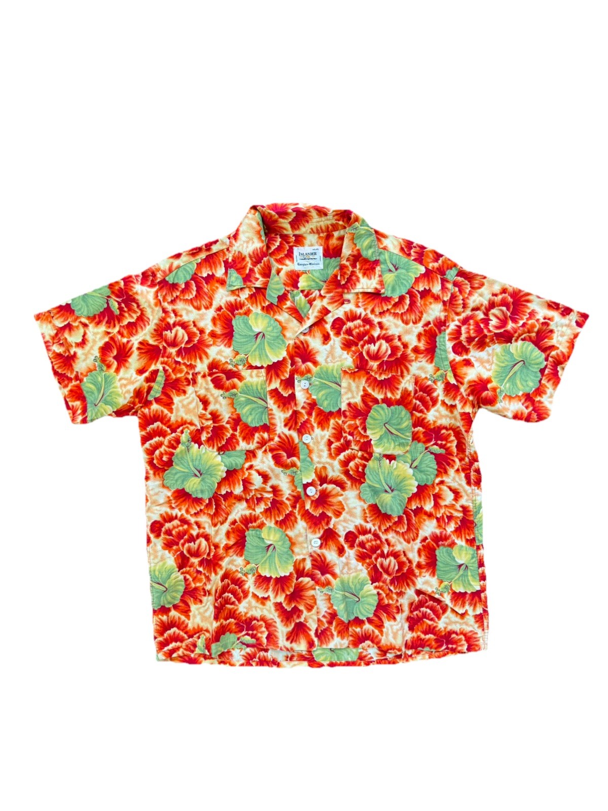 True Vintage 70s Floral Hawaiian Loop Collar Shirt Japan Sz L RARE