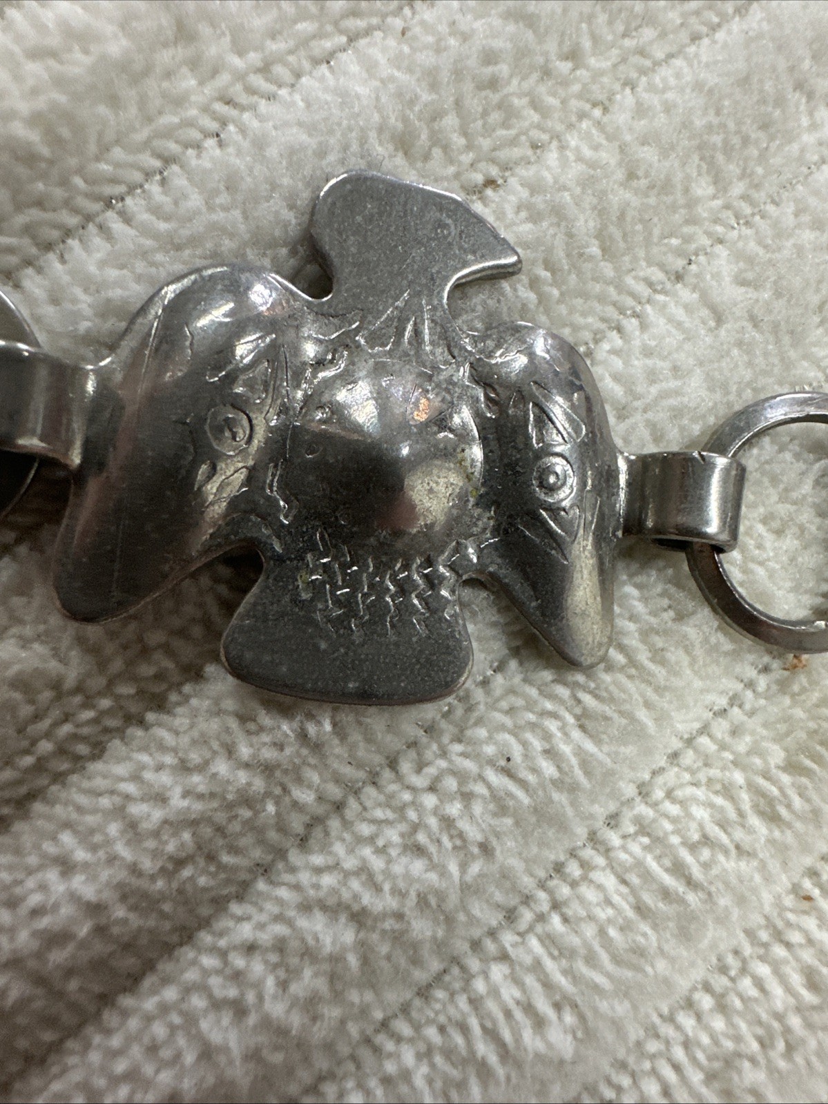 Vintage Southwestern Silver Plated Thunderbird Concho Link Belt 23.5” Adjustable