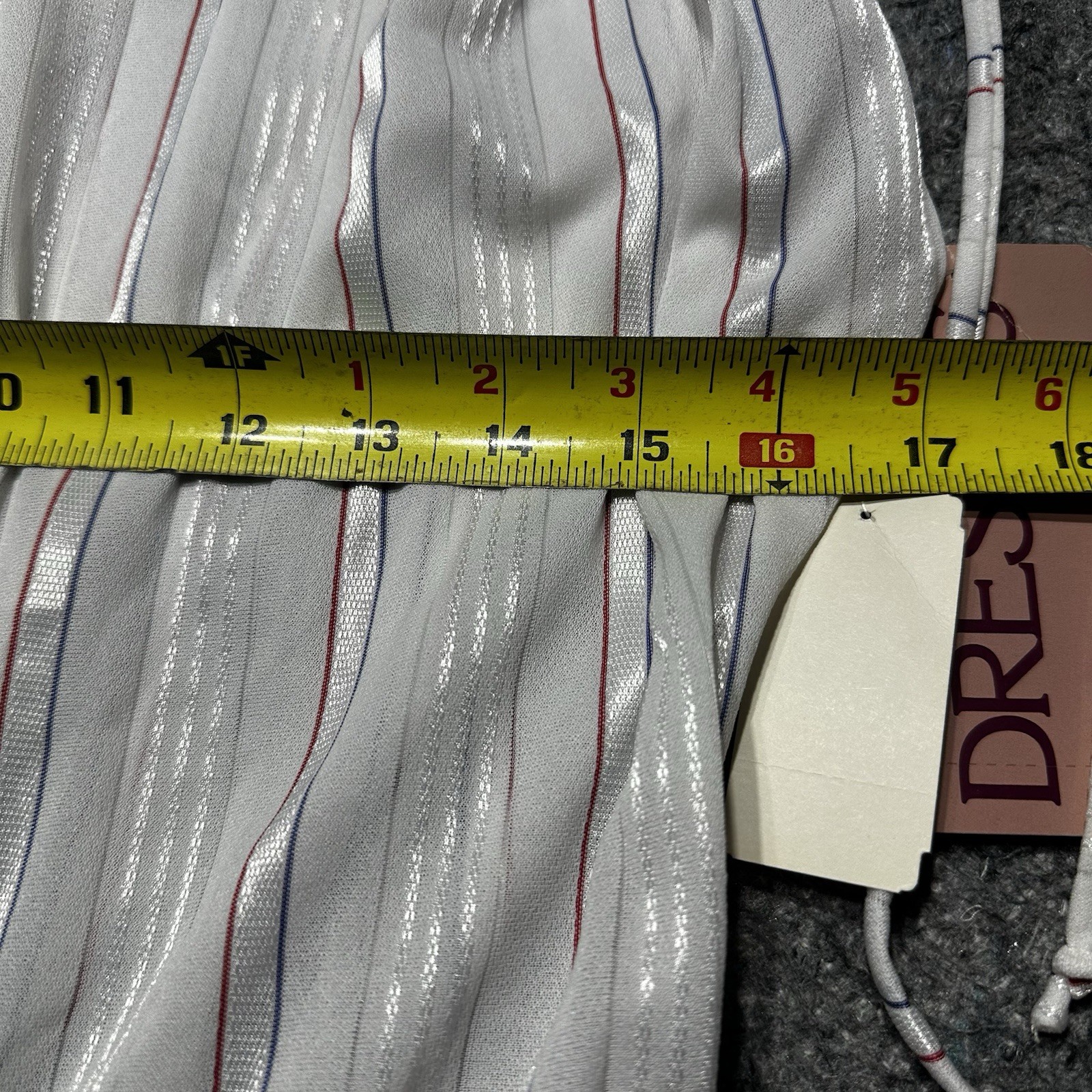 VTG Sears Dress Misses 16 Red White Blue Stripes DeadStock W/Belt Sleeveless NWT