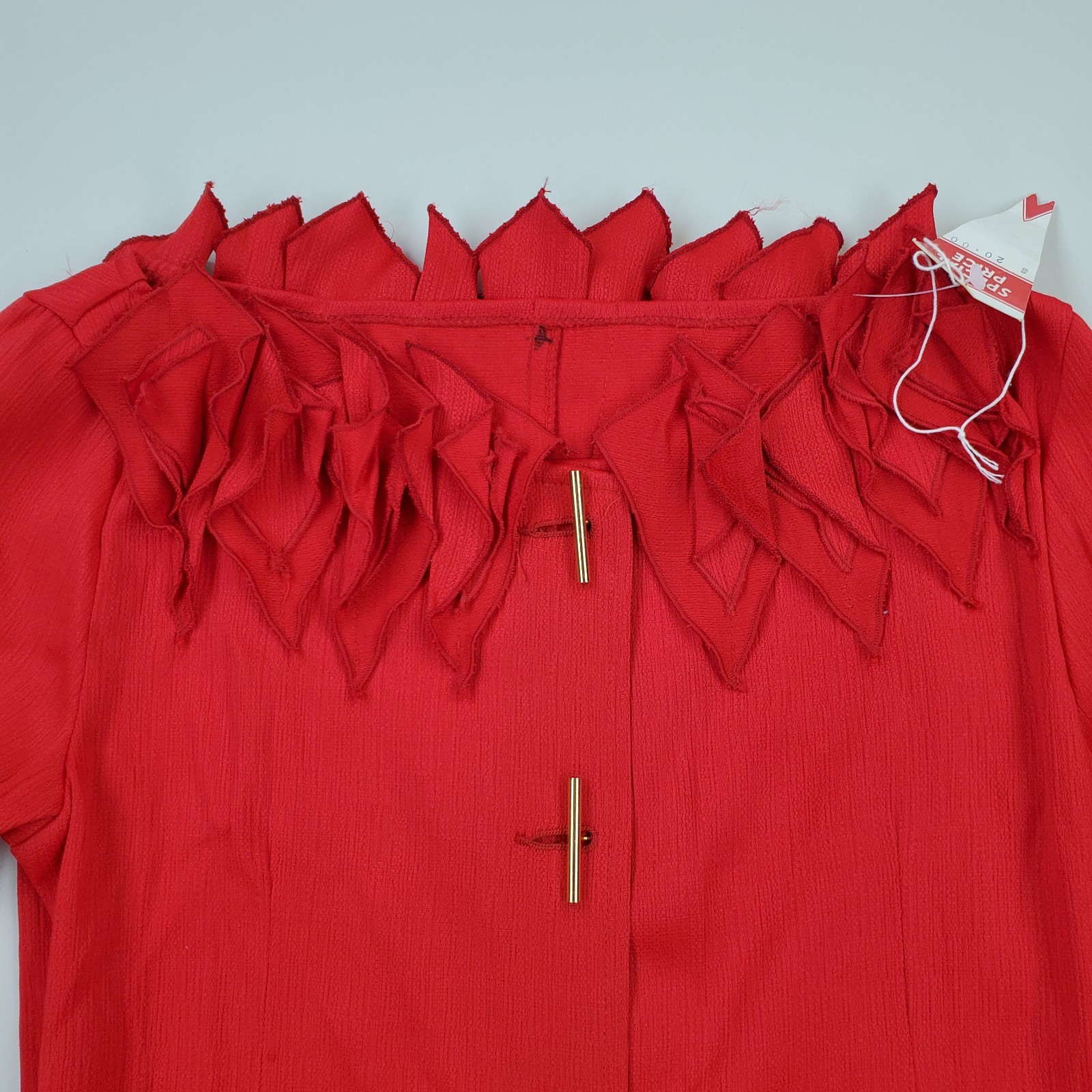 Amazing Vintage 80s 2 Piece Suit Set Blazer Skirt Red New Wave S 1980s Deadstock