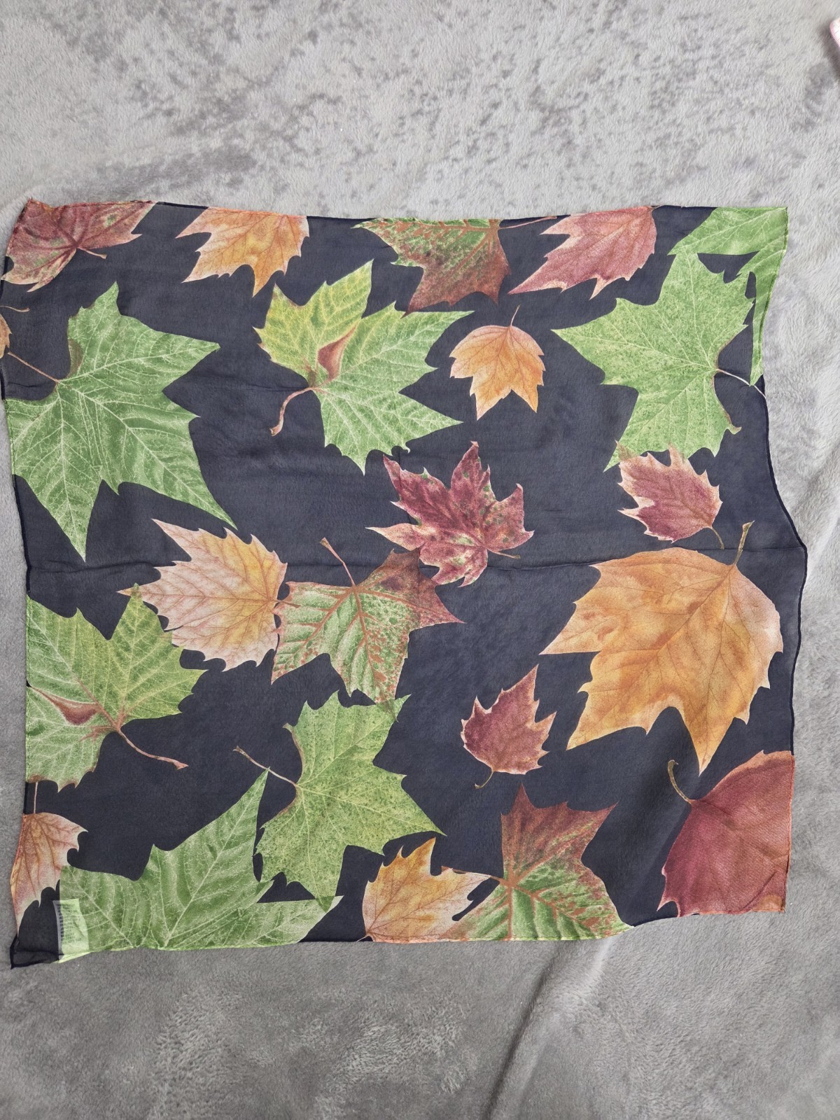Vintage Talbots Silk Scarf Fall Leaf Design 20″ Japan Autumn Classy New York