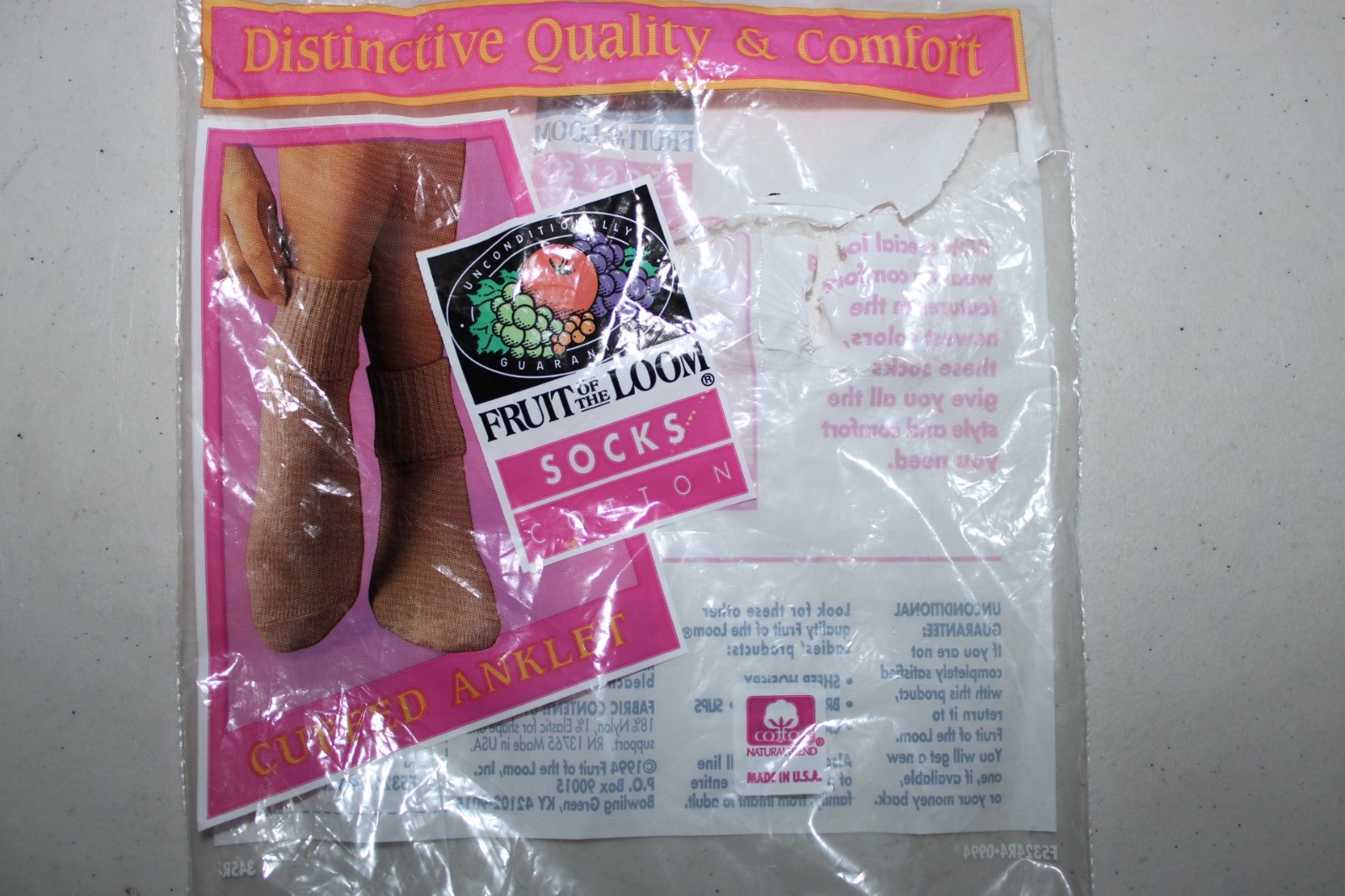 READ* OpenPack New 1994 Fruit Of The Loom Womens Socks 6 Pair Anklet Cuffed Crew