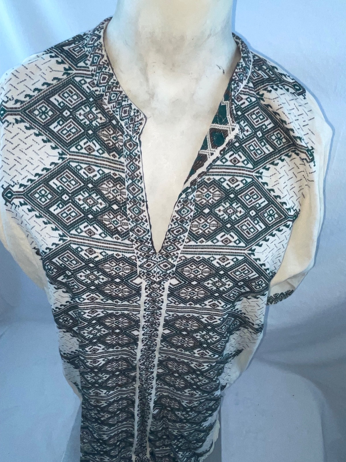 VTG MENS GREEK TUNIC DASHIKI ETHNIC SURF SURFER BEACH CABANA SHIRT
