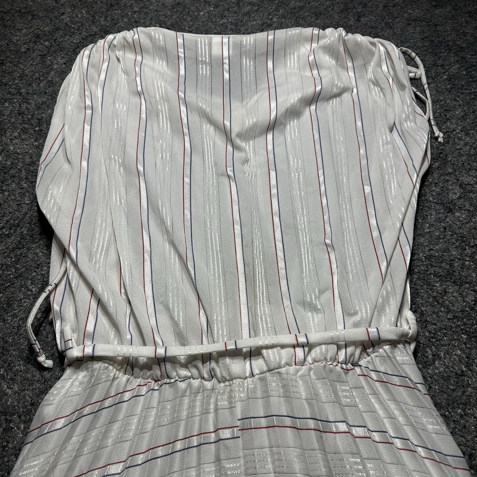 VTG Sears Dress Misses 16 Red White Blue Stripes DeadStock W/Belt Sleeveless NWT