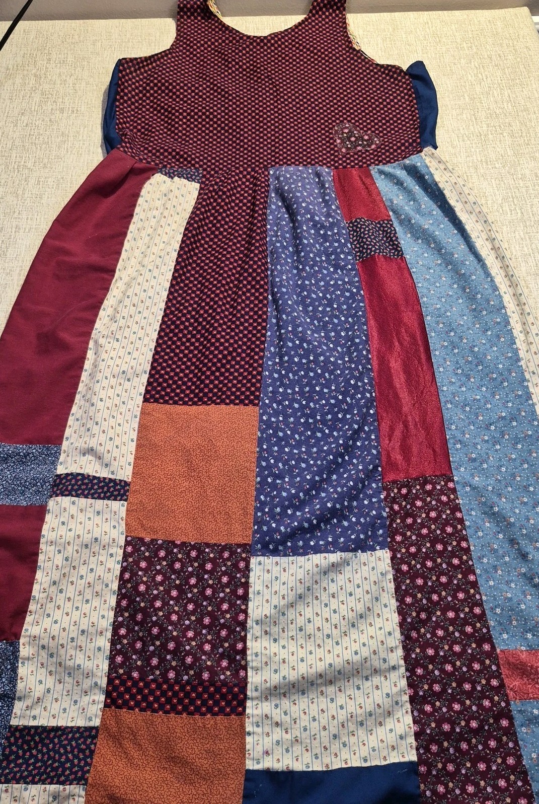 Vtg Handmade Cottagecore Patchwork Dress Boho Calico Gingham No Size See Pics