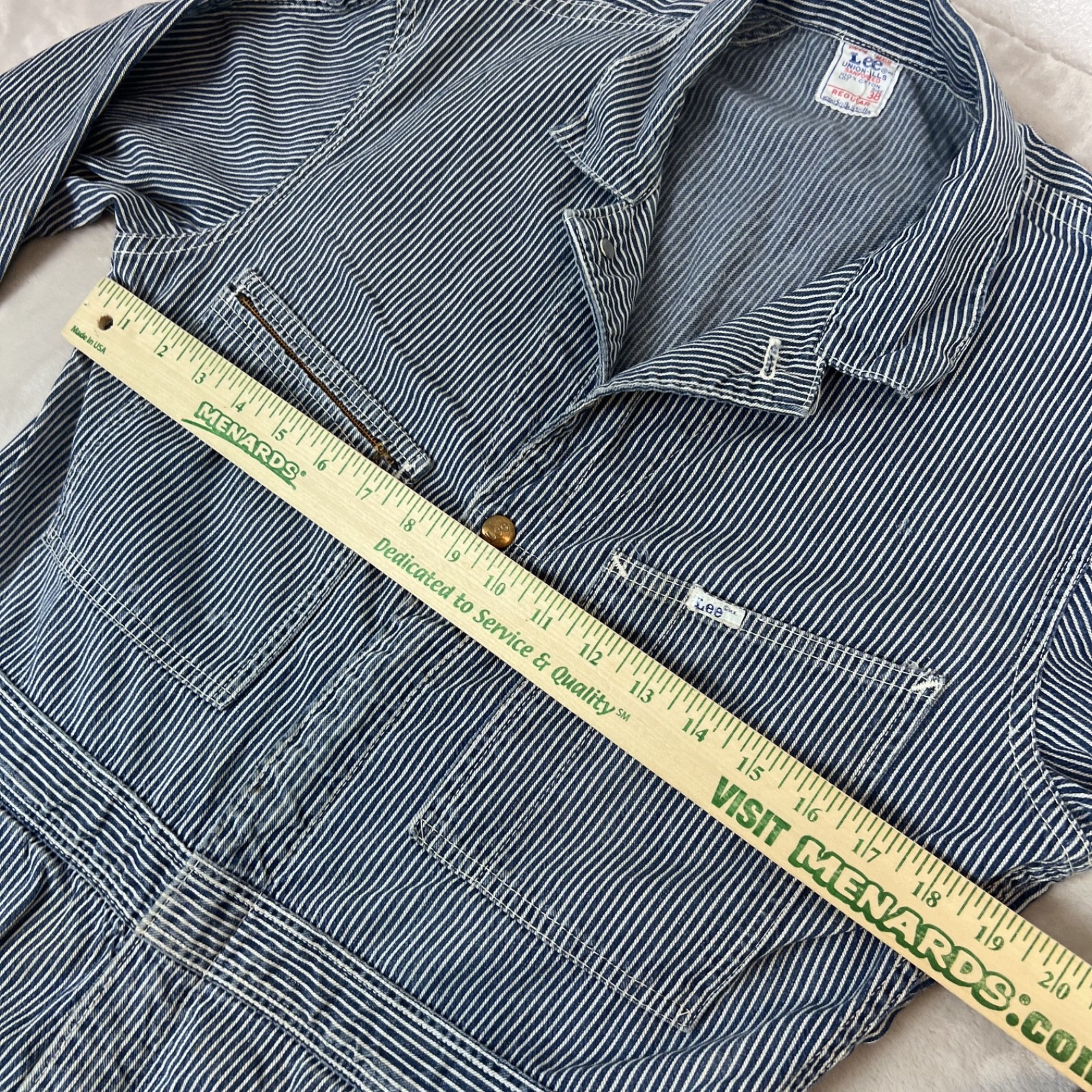 Vintage Lee Union Alls Sanforized Size 38 Hickory Stripe Talon Zip Coveralls