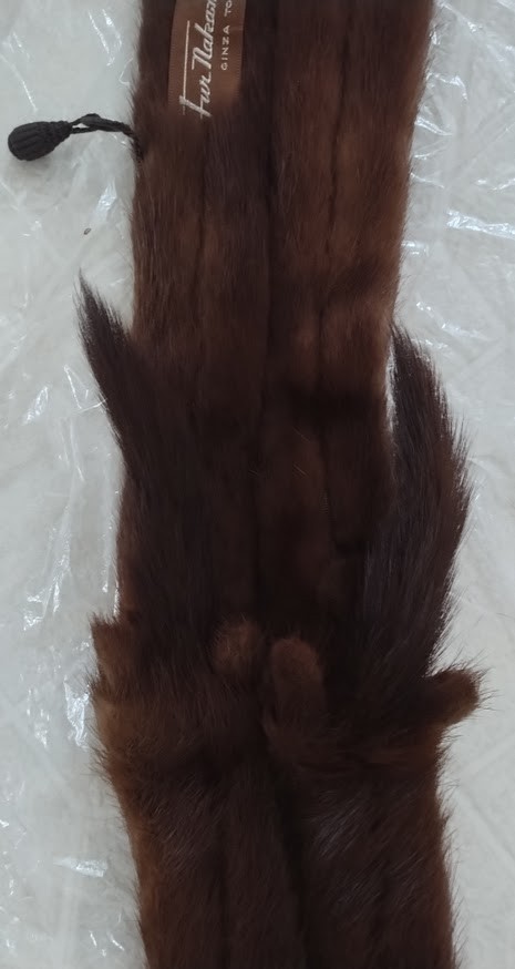 Vintage Fur Nakamura 6 Pelt Brown Mink Fur Stole Wrap Ginza Toyko, Never Worn